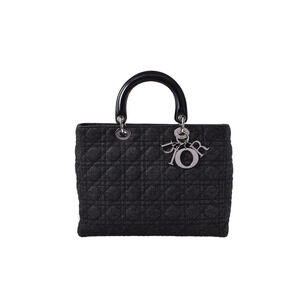 Christian Dior Lady Cannage Bag black denim strap
